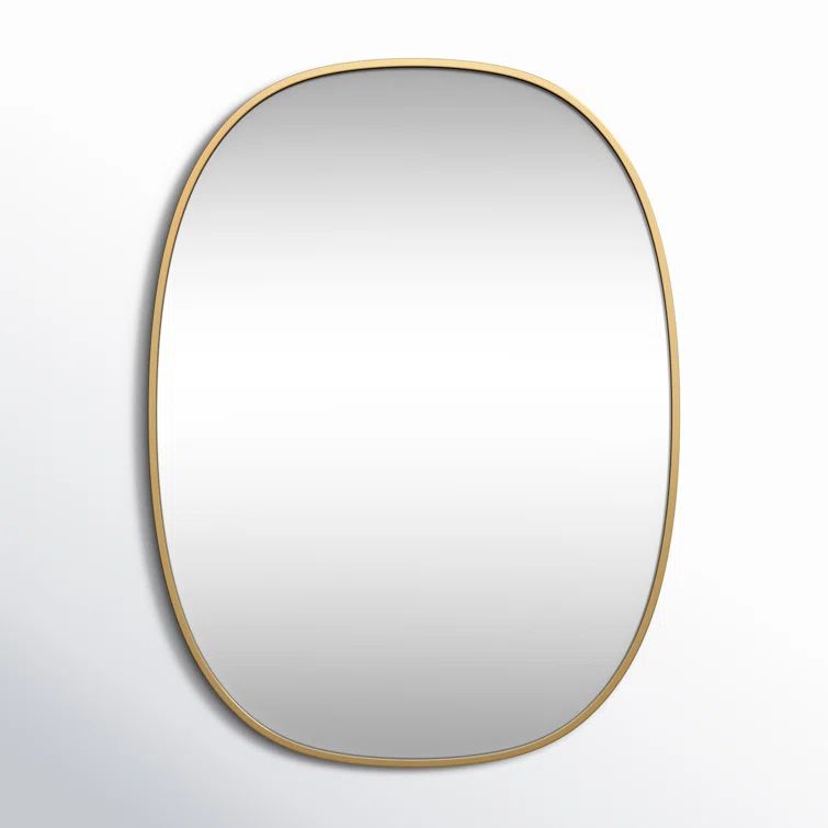 Brass Oval Metal Frame Bathroom Mirror