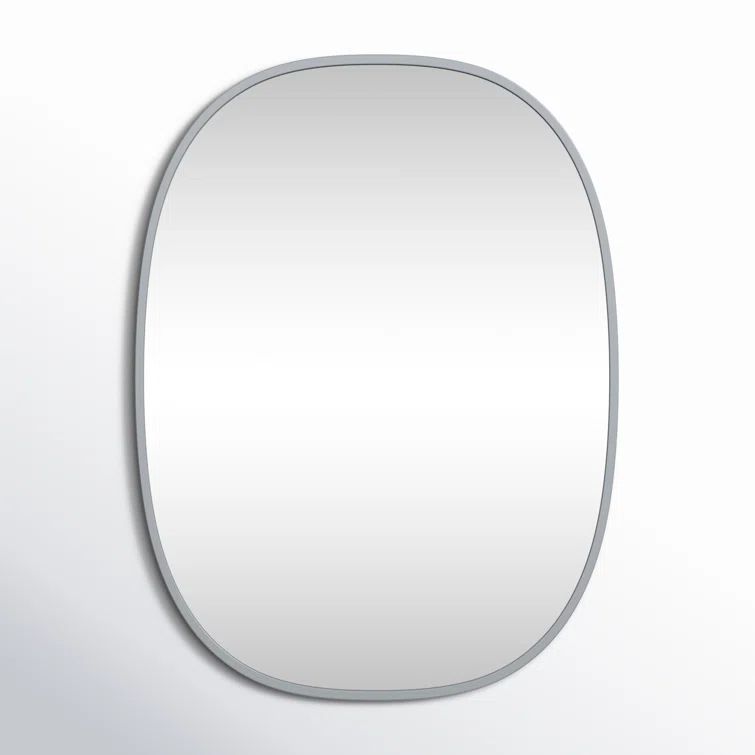 Silver Metal Framed Oval Full Length Vanity Mirror