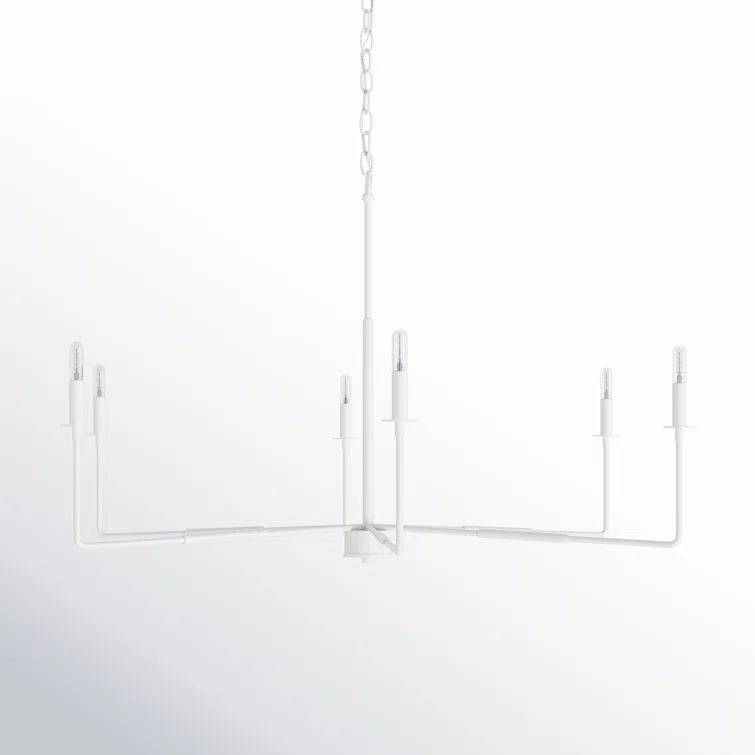 Bisque White 6-Light Transitional Metal Chandelier