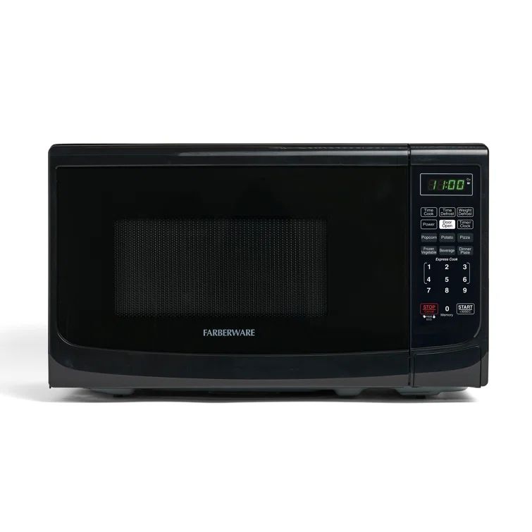 Compact Black Freestanding Microwave Oven with LED Display