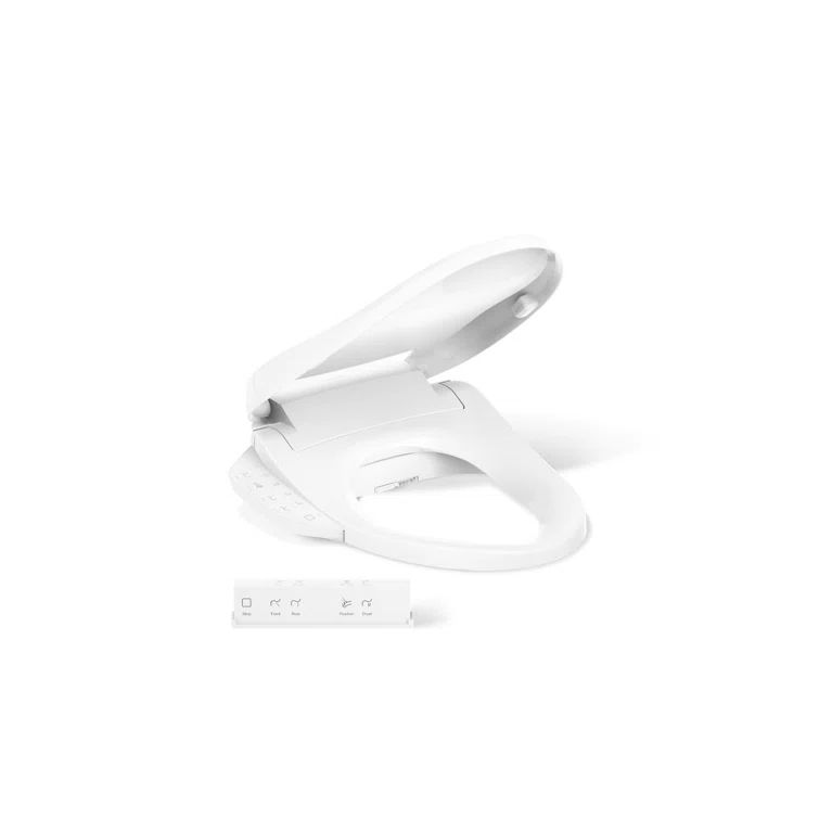 PureWash White Heated Elongated Bidet Toilet Seat with Remote