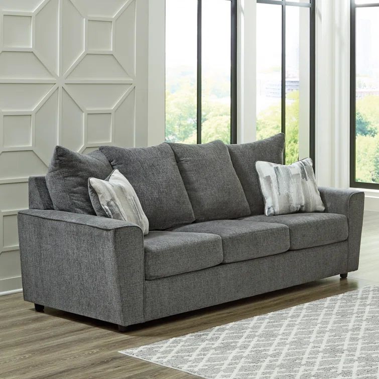 Ashley Stairatt Contemporary Gray Plush Chenille Sofa