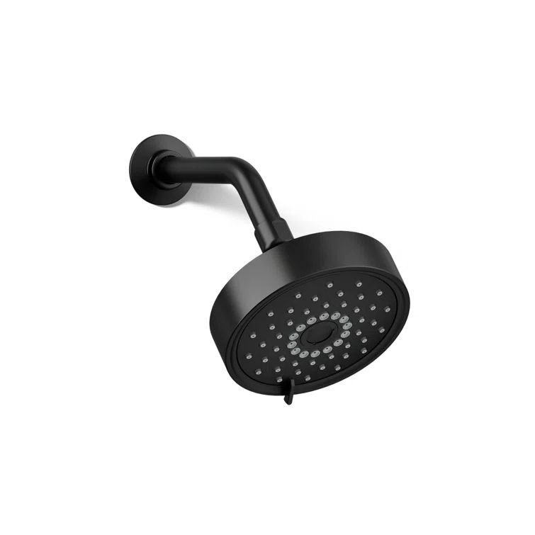 Purist Matte Black 5.5" Multifunctional Wall-Mounted Brass Showerhead