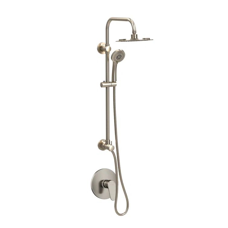 Brushed Nickel Adjustable Height Multi-Head Shower System