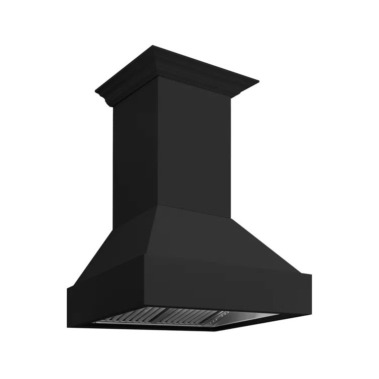 30'' Black Stainless Steel Convertible Wall Mount Range Hood