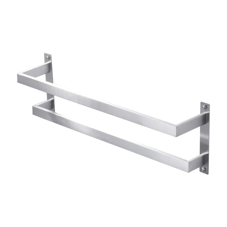 Brushed Nickel 24-Inch Double Wall Mounted Towel Rack