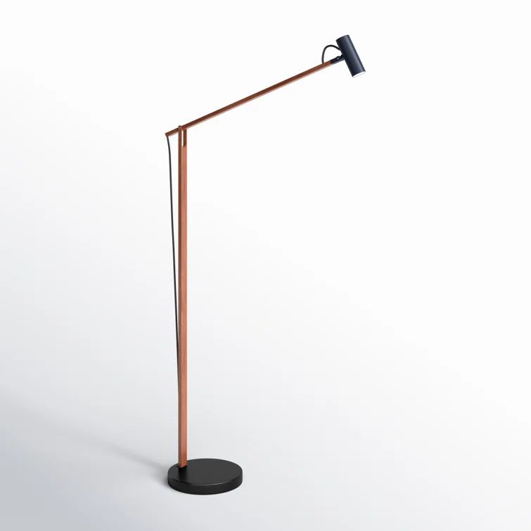 Dalila Walnut Wood and Black Adjustable LED Floor Lamp