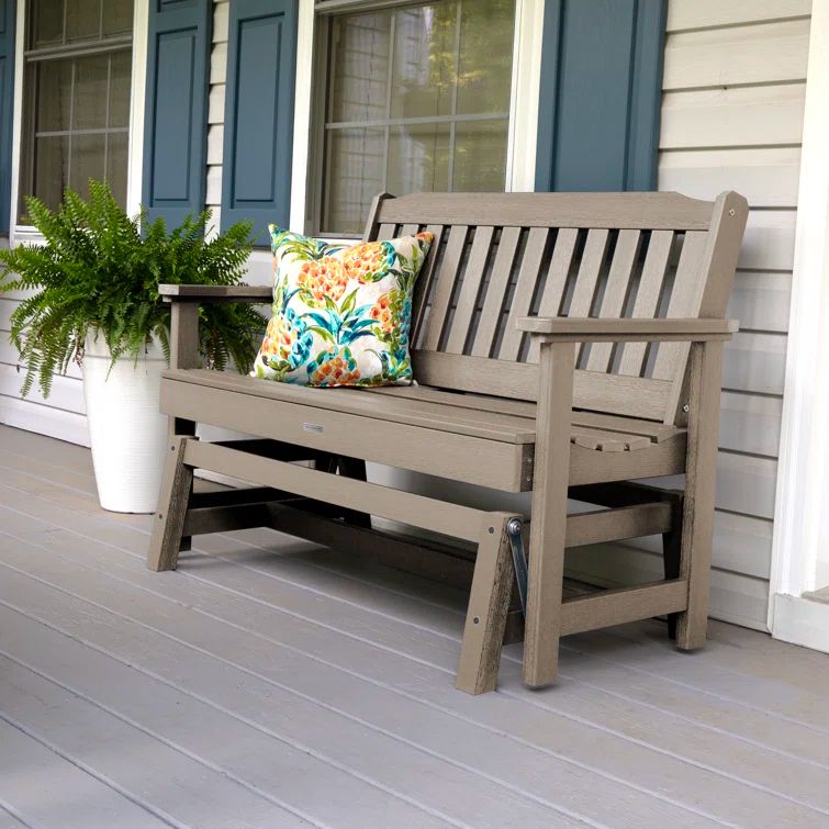 Lehigh 50" Woodland Brown Poly Lumber Outdoor Glider Bench