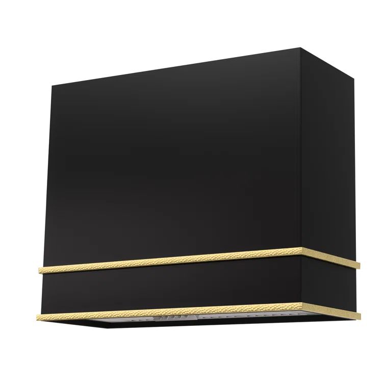 Akicon 36 Inch Black and Gold Stainless Steel Wall Mounted Range Hood