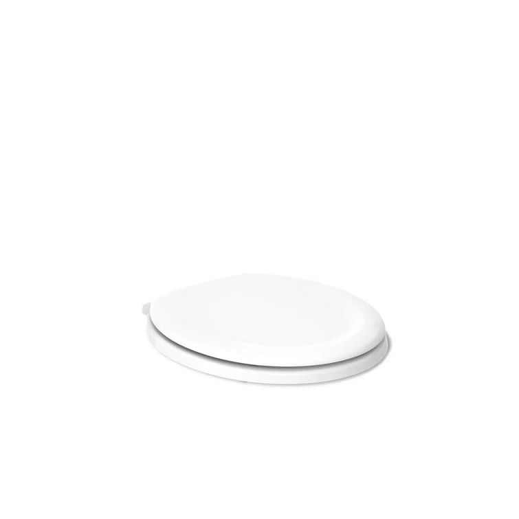 White Round Quiet-Close Compression-Molded Wood Toilet Seat