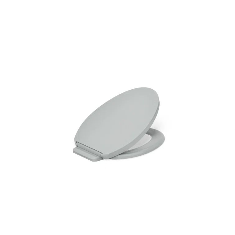 Ice Grey Elongated Quiet-Close Toilet Seat with Plastic Hinges