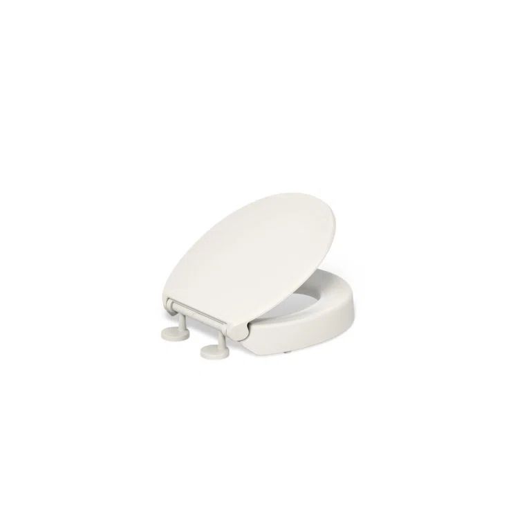 Biscuit Round Elevated Plastic Toilet Seat with Quiet-Close Lid