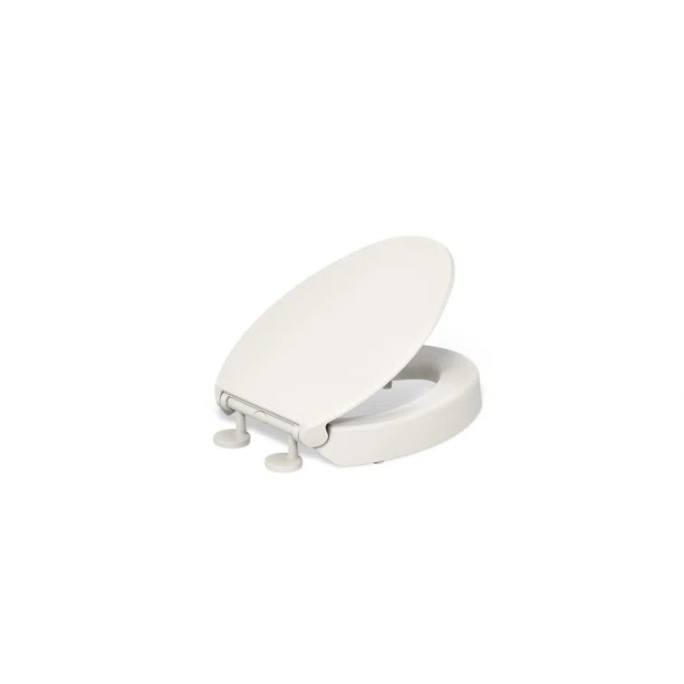Biscuit Plastic Elevated Elongated Toilet Seat with Quiet-Close Lid