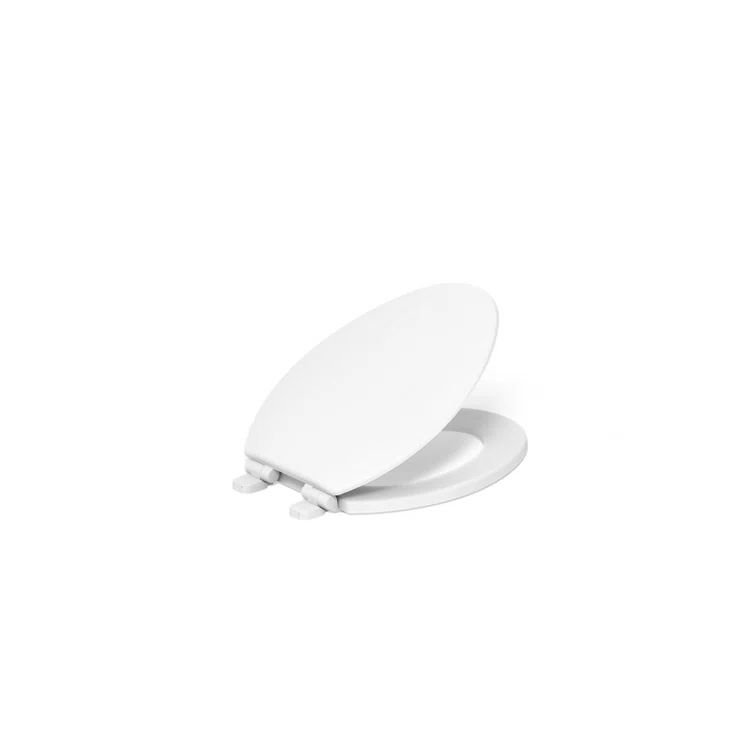 White Elongated Quiet-Close Toilet Seat with Plastic Hinges