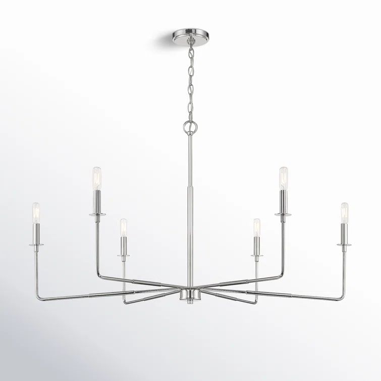 Polished Nickel 6-Light Dimmable Candle Chandelier