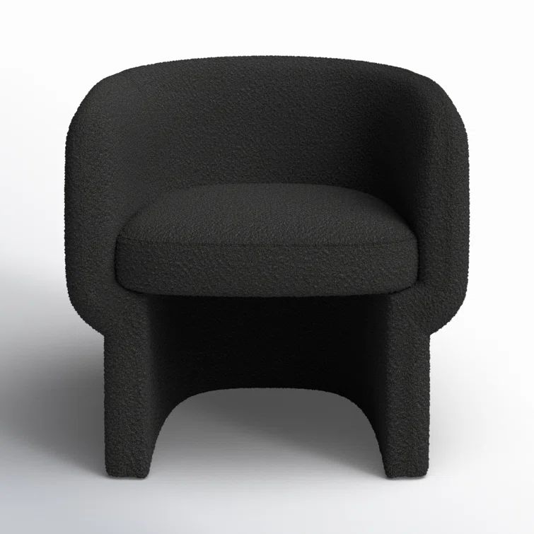 Luxurious Black Velvet Barrel Chair with Sleek Manufactured Wood Base