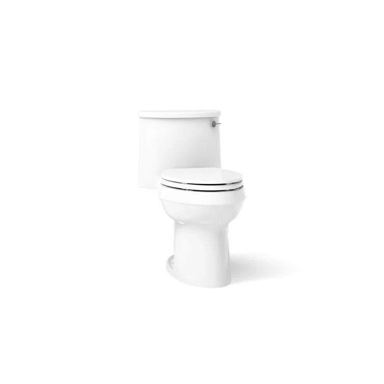 Adair White High Efficiency One-Piece Elongated Toilet with Chrome Lever