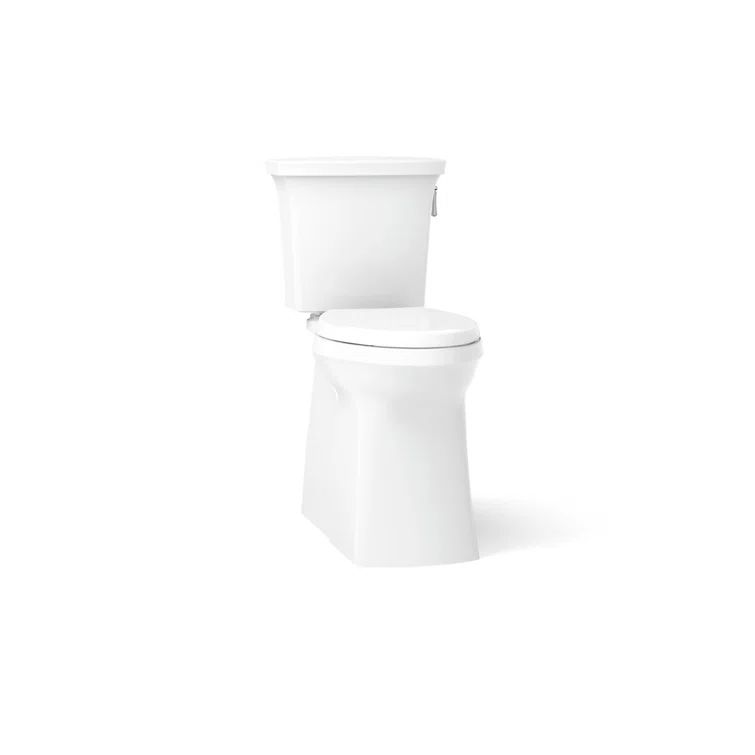 White High Efficiency Elongated Two-Piece Toilet with Skirted Trapway