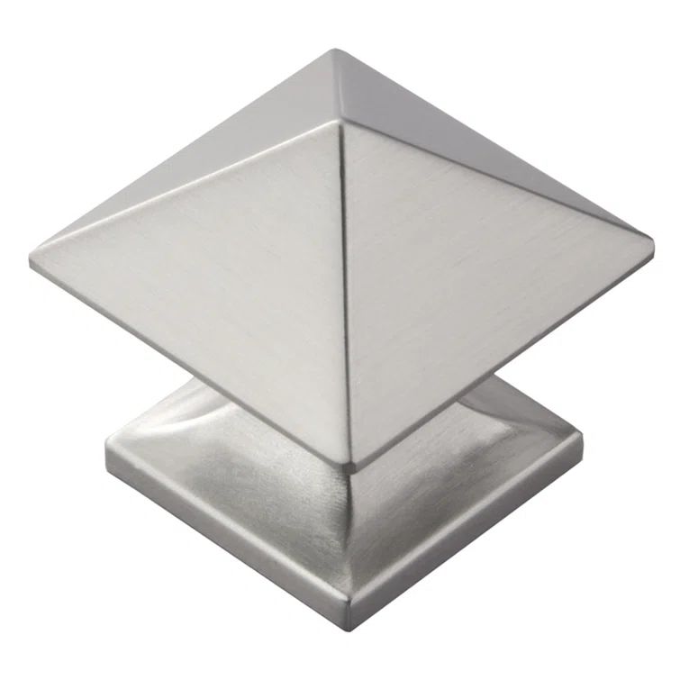 Satin Nickel Square Modern Cabinet Knob with Mounting Hardware