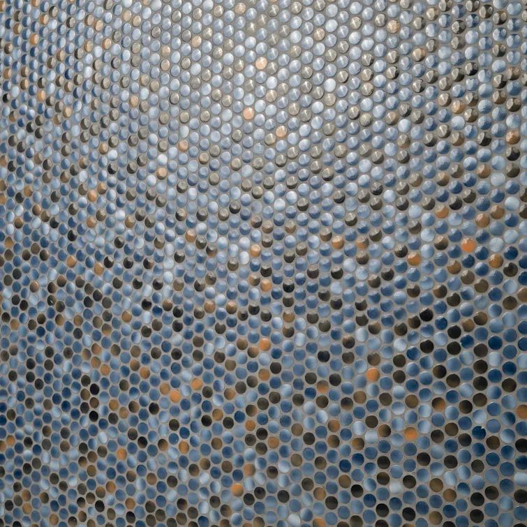 Azul Glossy Penny Round Porcelain Mosaic Tile 12" x 13"
