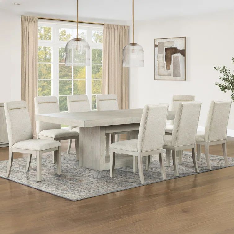 Garland Dark Brown 9-Piece Extendable Dining Set with Upholstered Chairs