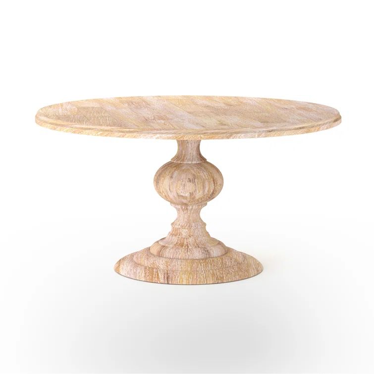 60" Round Brown Wood and Marble Dining Table