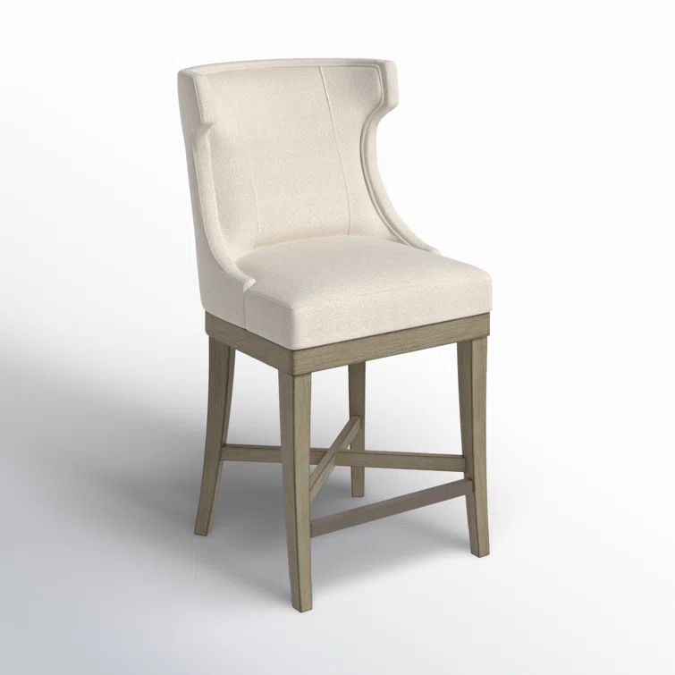 Trentin Cream Wood Swivel Wingback Counter Stool