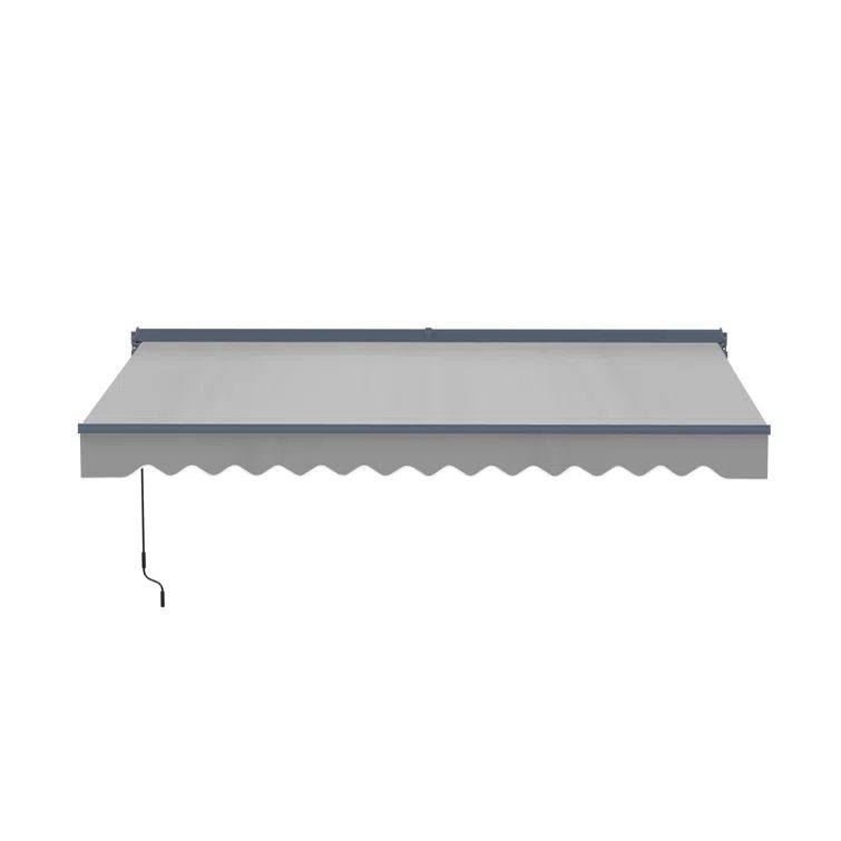 Gray Motorized Retractable Patio Awning with LED Lights, 12 x 10 ft