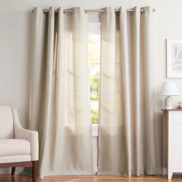 Vintage Linen Light-Filtering Grommet Top Curtain Panels, 54"x84"