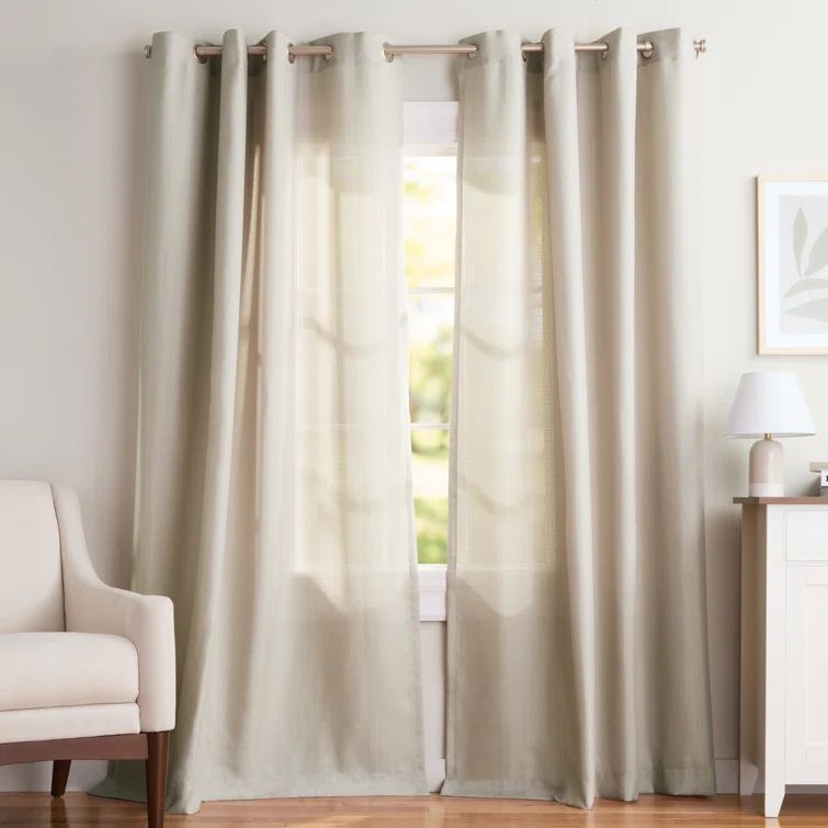 Natural Linen Light-Filtering Grommet Top Curtain Panels, 54" x 84"