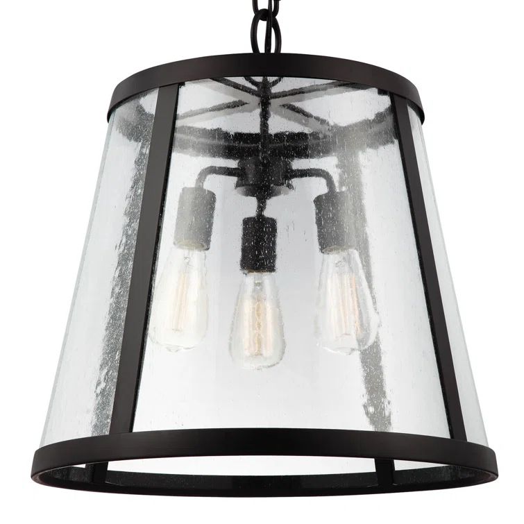 Elegant Harrow 3-Light Oil Rubbed Bronze Pendant with Clear Seeded Glass