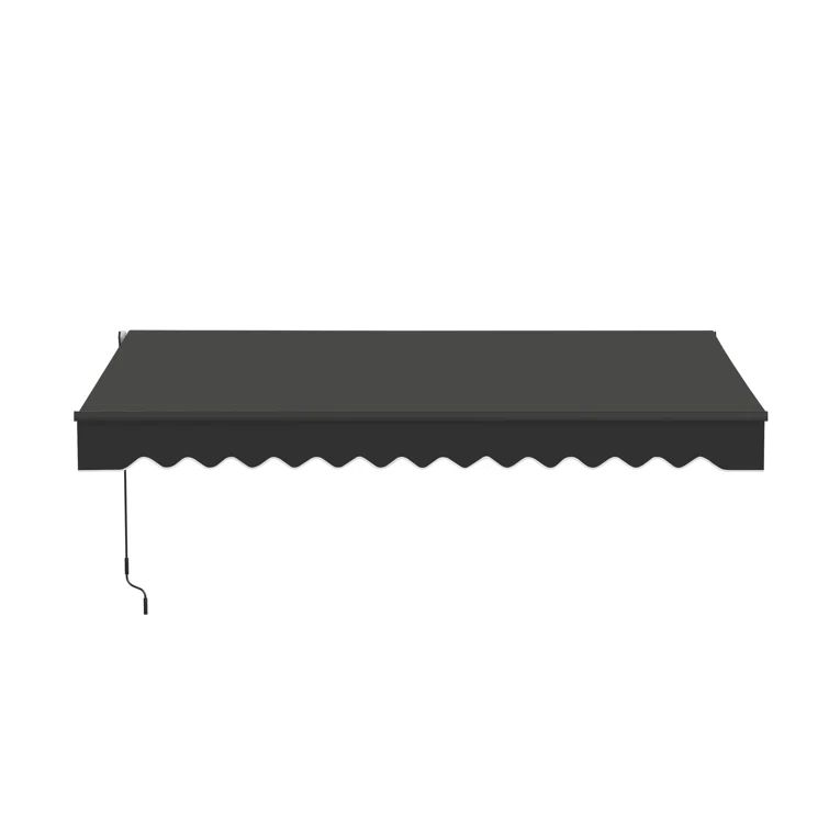 Black Motorized Retractable Patio Awning with Aluminum Frame, 10x8 ft