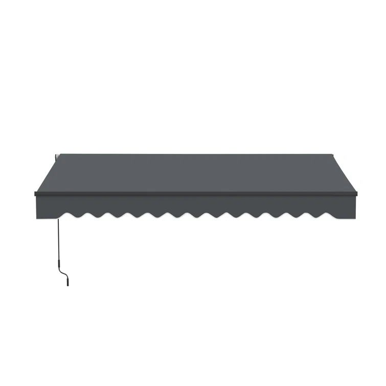 Gray Motorized Retractable Patio Awning with Black Frame