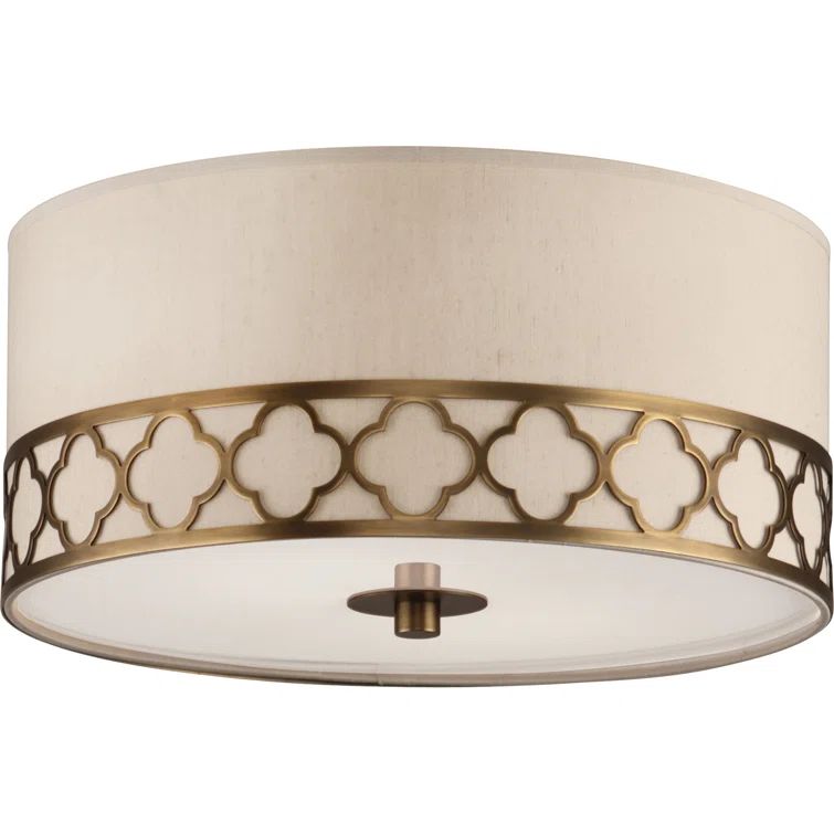 Addison Weathered Brass Semi-Flush Mount with Dupioni Shade