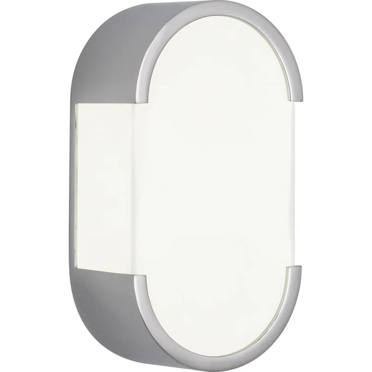 Bryce Minimalist Chrome Wall Sconce with Frosted Glass