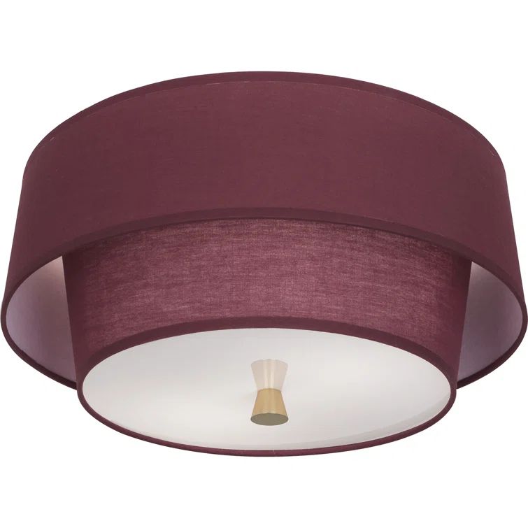 Decker Modern Brass Double Decker Flush Mount with Vintage Wine Shade