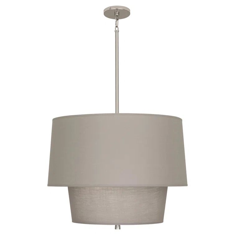 Polished Nickel Double Shade Pendant Light with Smoke Gray Diffuser