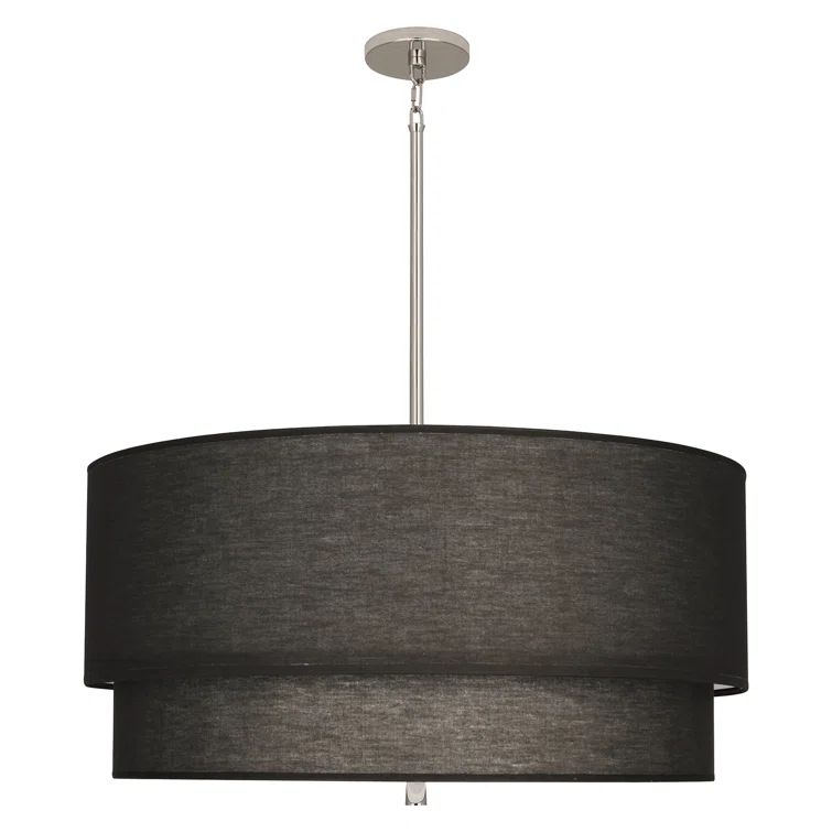 Elegant Decker 14.75" Polished Nickel Drum Chandelier with Nested Shades