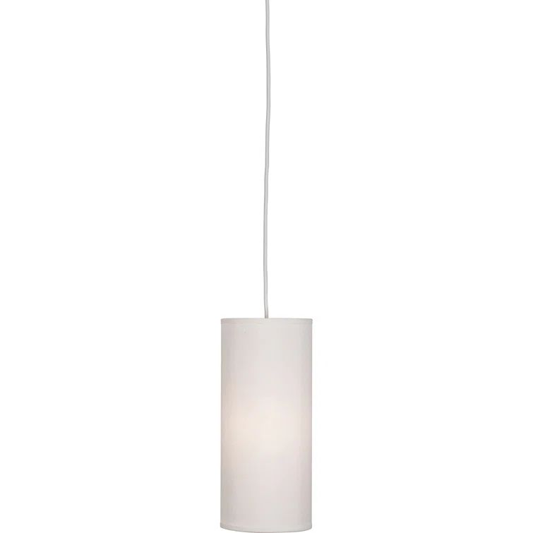 Elena Mini Painted White Glass Pendant with Pearl Dupioni Shade