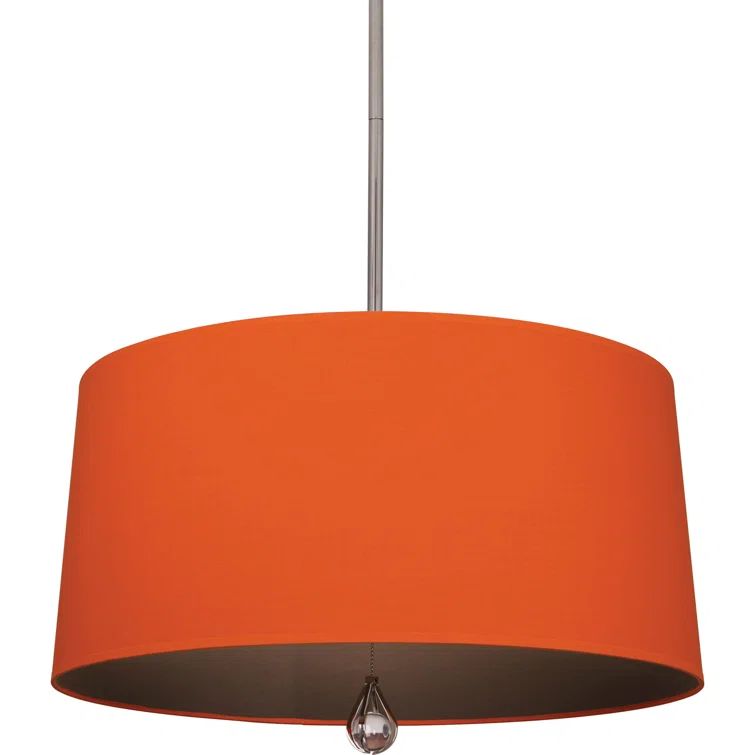 Williamsburg Inspired 14.5" Polished Nickel Drum Pendant with Crystal Finial