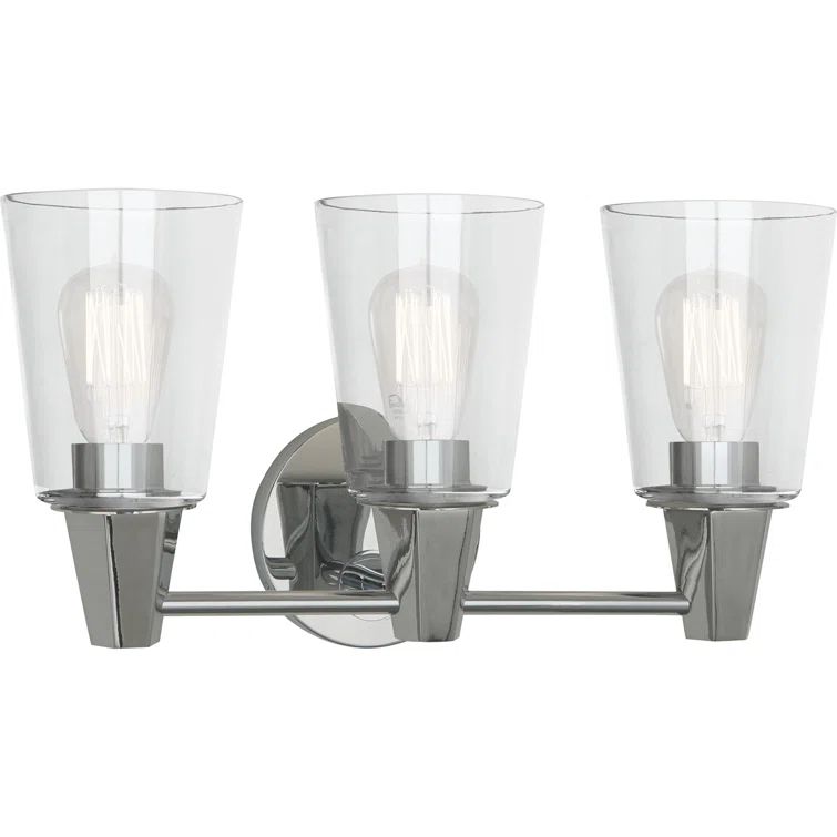 Wheatley Polished Chrome 3-Light Wall Sconce with Clear Glass Shades