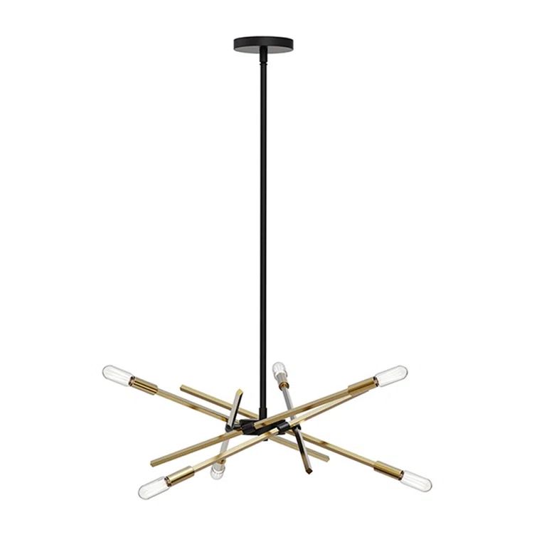 Heritage Brass and Black 6-Light Sputnik Chandelier