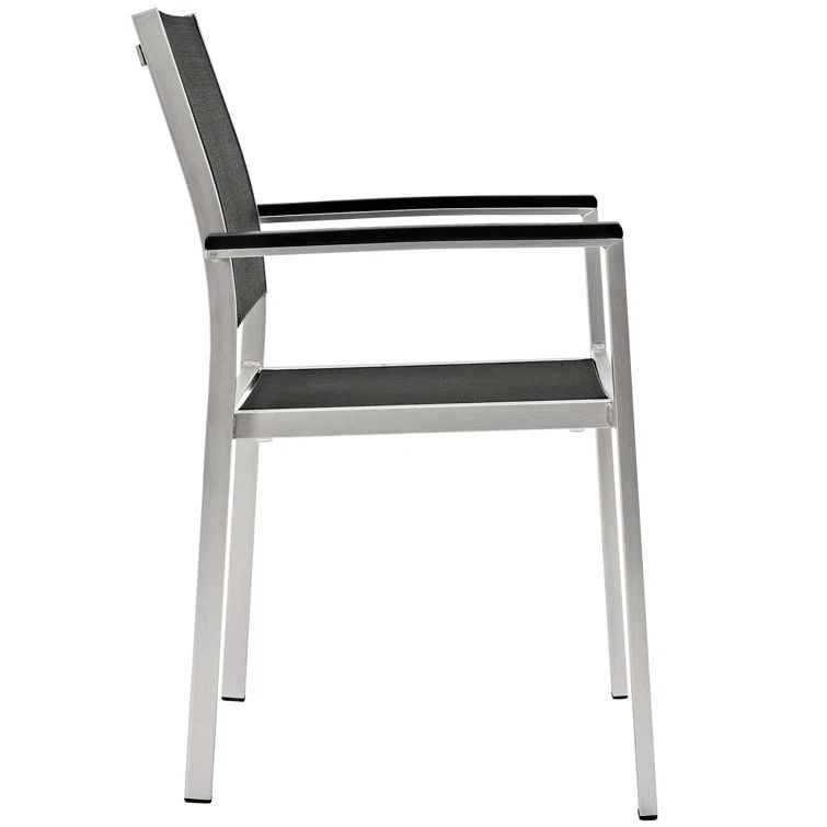 Shore 35'' Silver Black Aluminum Outdoor Dining Chair Set