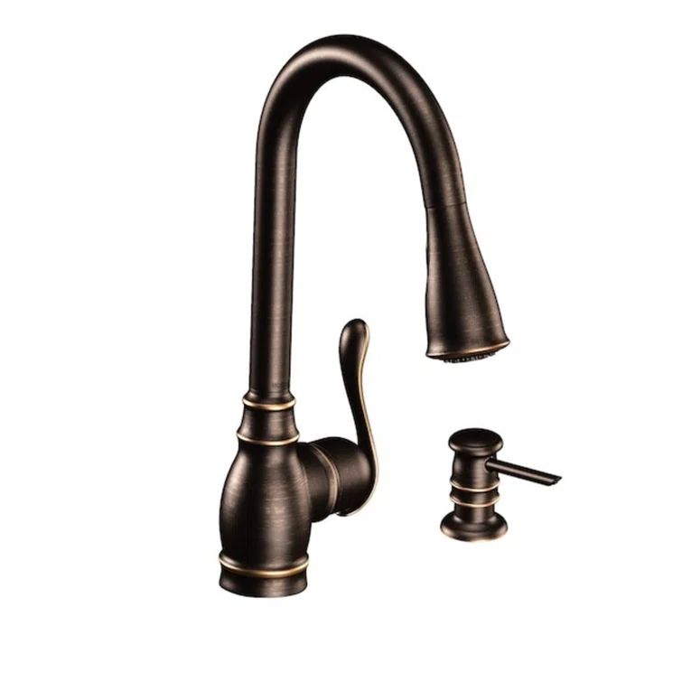 Mediterranean Bronze Single Handle Pull-Down Kitchen Faucet with Spray