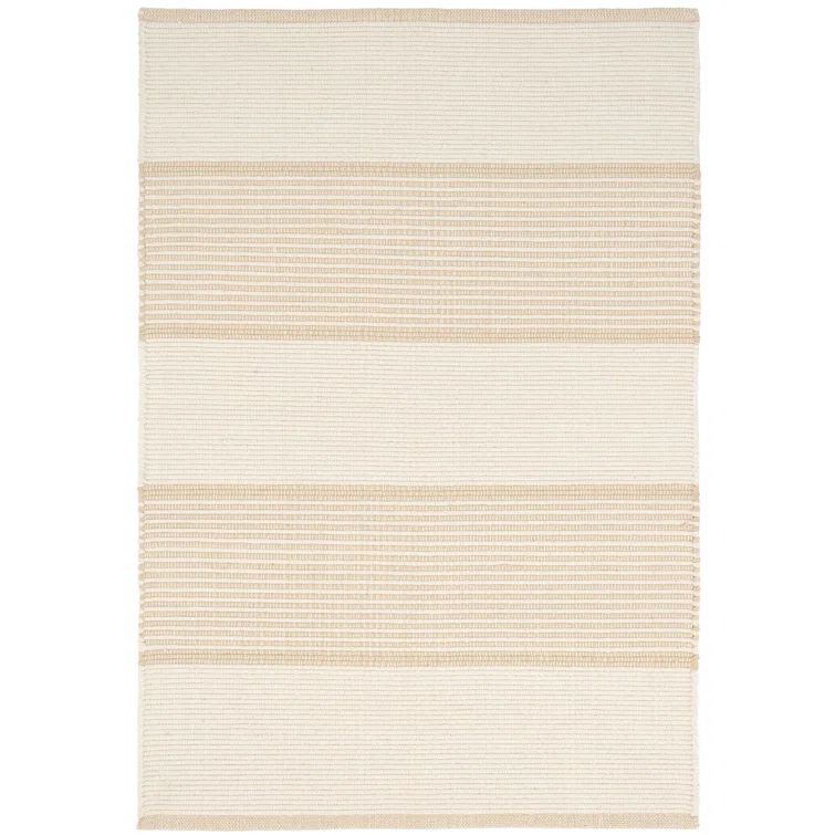 Ivory and Wheat Handwoven Cotton Striped 2x3 Rug