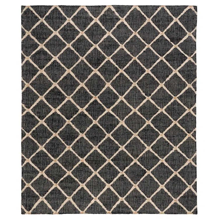 Kali Black Diamond Handwoven Cotton Synthetic Rug, 10' x 14'