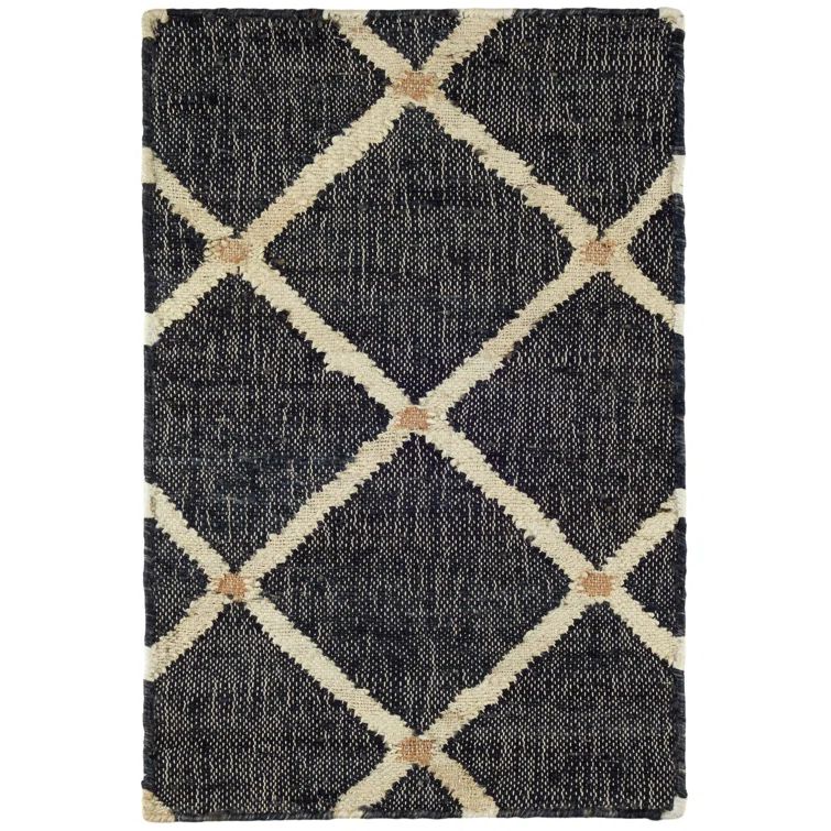 Kali Black and Beige Handwoven Cotton Rug, 2' x 3'