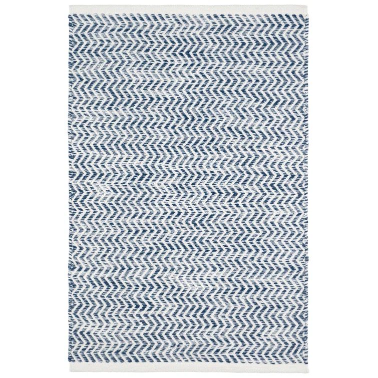 Coastal Herringbone Handwoven Blue Indoor Rug 36"L x 24"W
