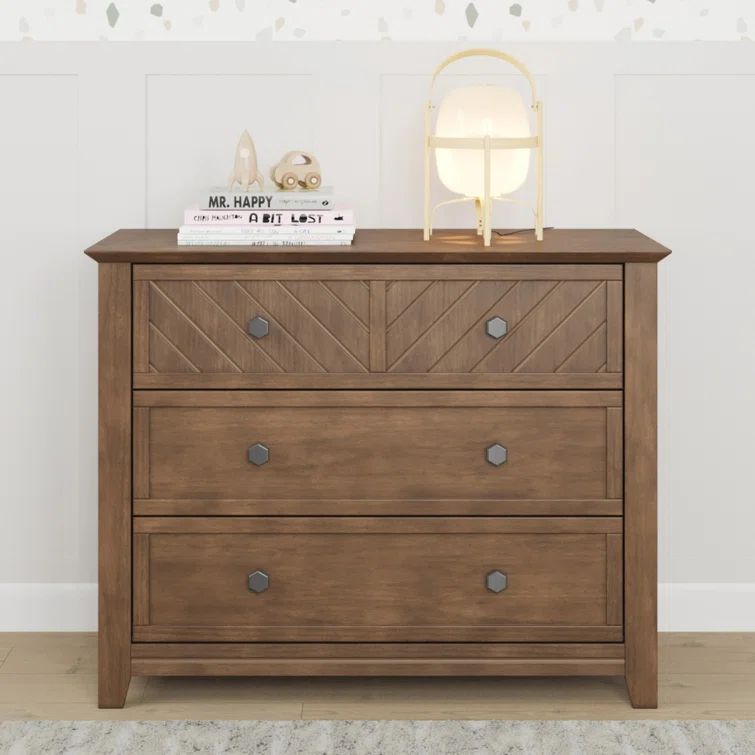 Atwood Cocoa Bean 3-Drawer Nursery Dresser with Chevron Pattern
