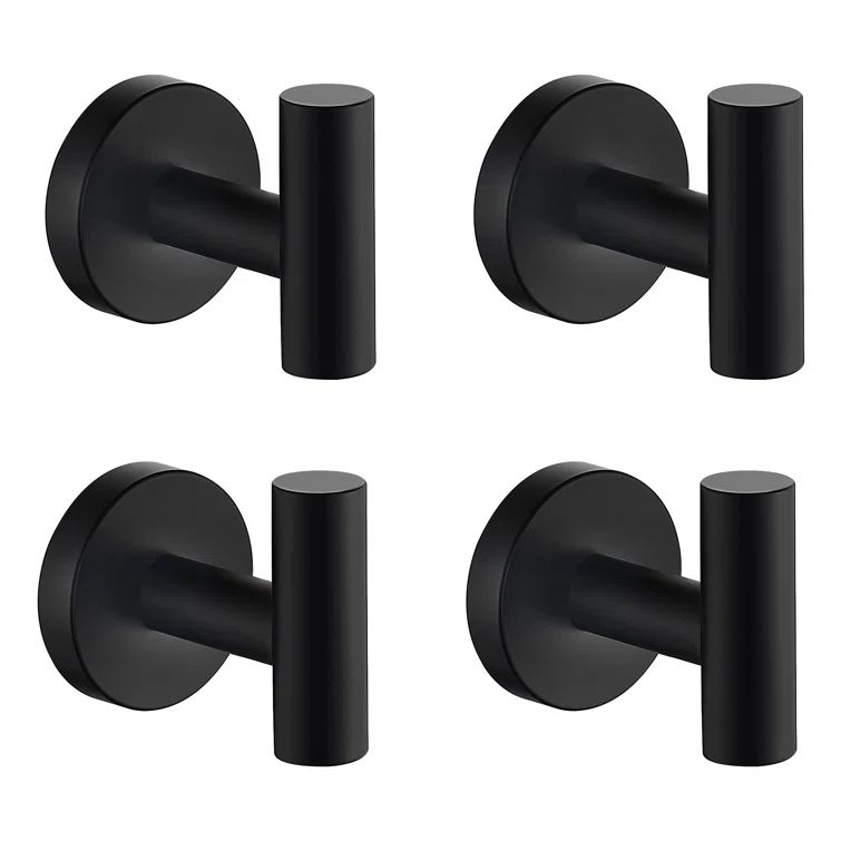 Matte Black Stainless Steel Wall Mounted Towel Hooks 4-Pack